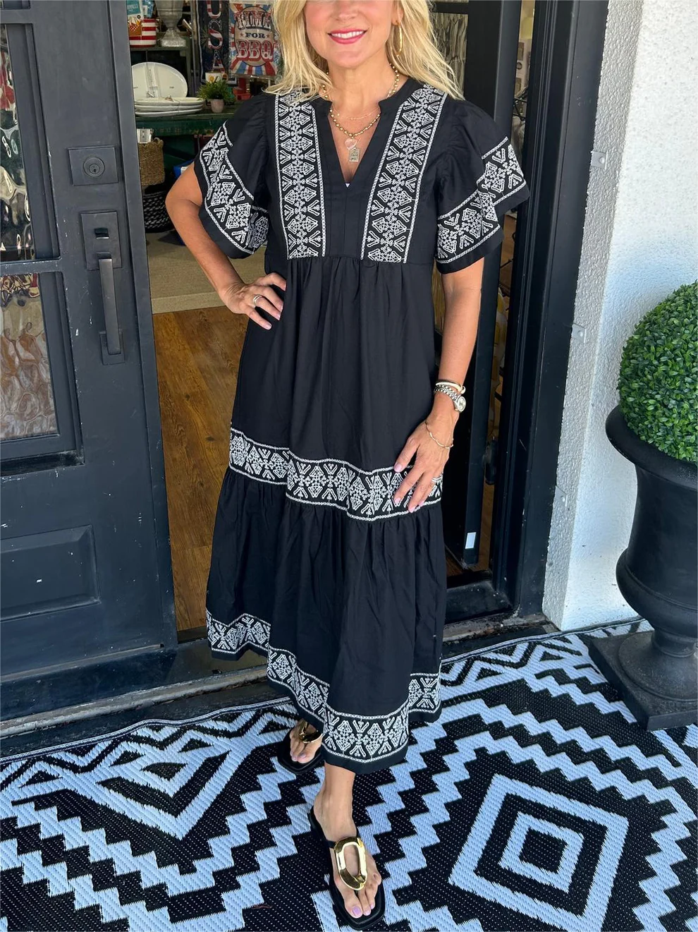 Luna - Boho-Kleid mit sanftem V-Ausschnitt